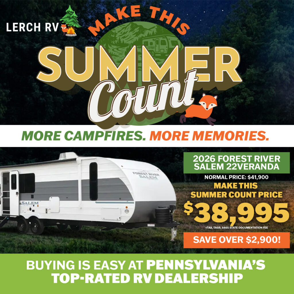 2026 Forest River Salem 22Veranda RV offered at $38,995 with savings over $2,900 at Pennsylvania's top-rated dealership.